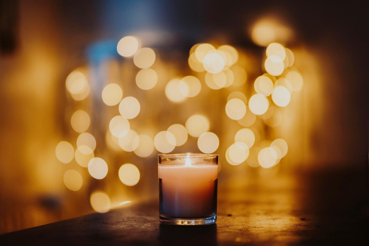 Evening candle in soft minimal light